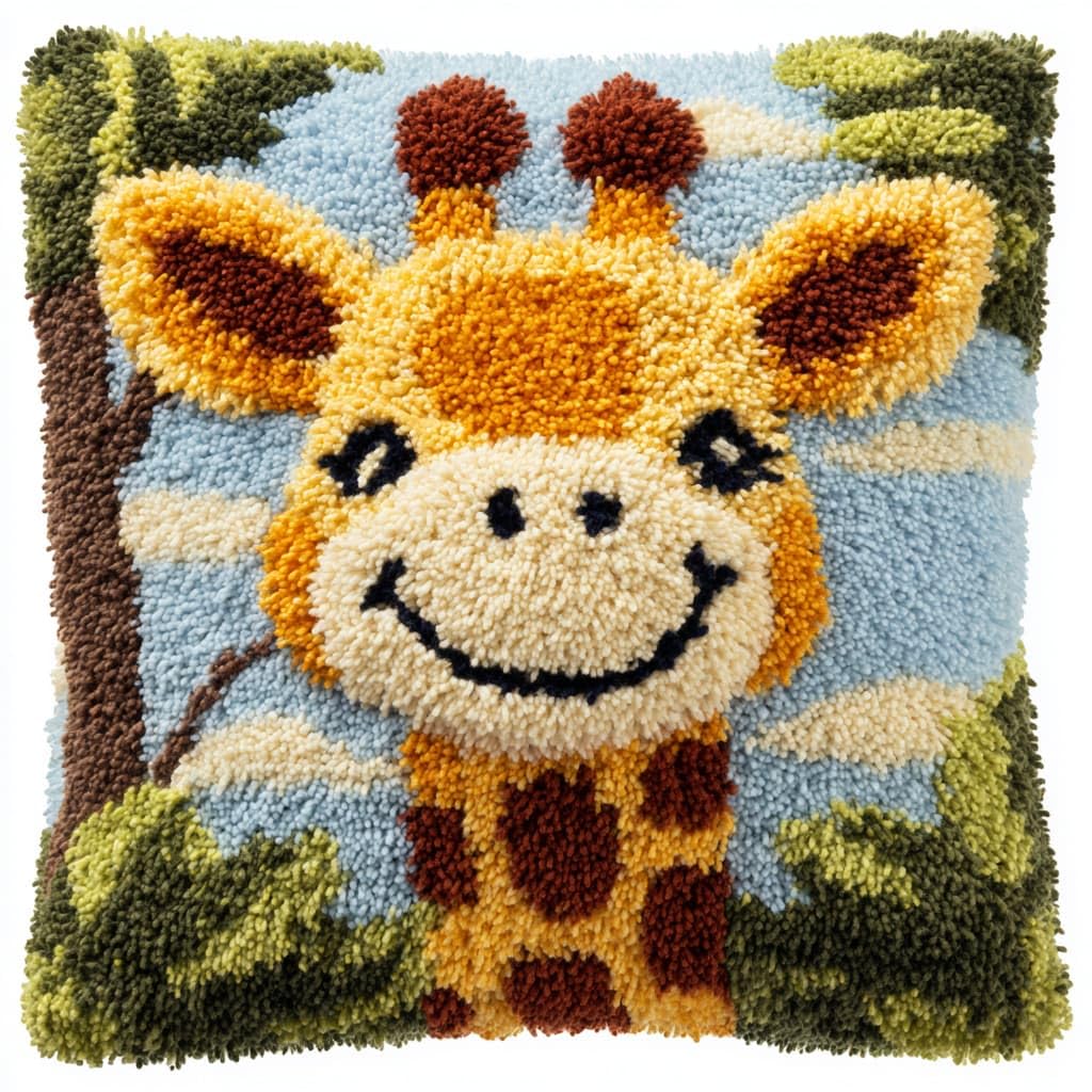 WallustrioaW Latch Hook Cushion Kits,Animal Giraffe