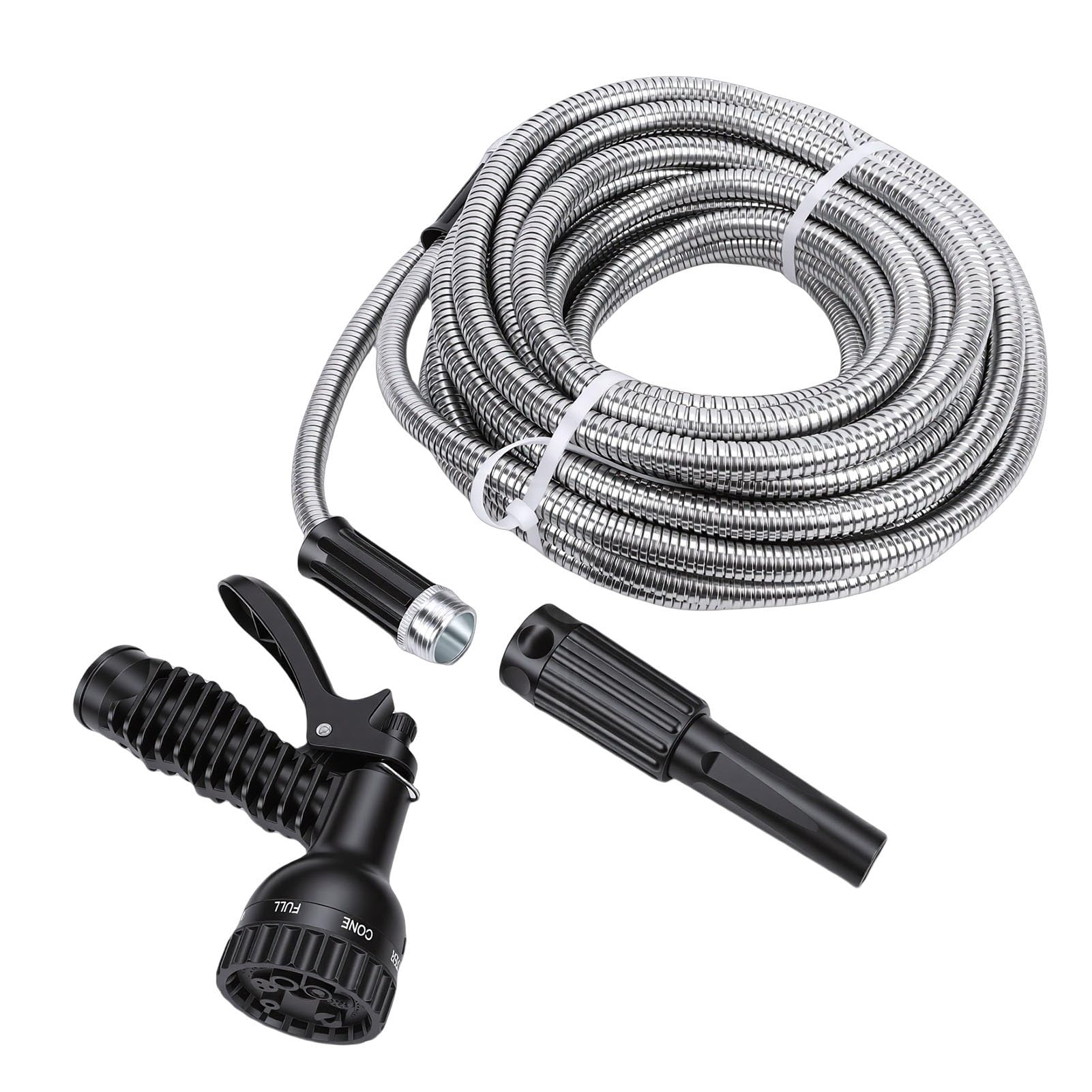 Ausla Erweiterbarer Gartenschlauch, Edelstahl-Wasserschlauch mit Verstellbarer Sprühdüse, Flexible Außenwasserleitung für Gartenbewässerung, Rasenpflege, Autowäsche, Reinigung (75 Fuß)