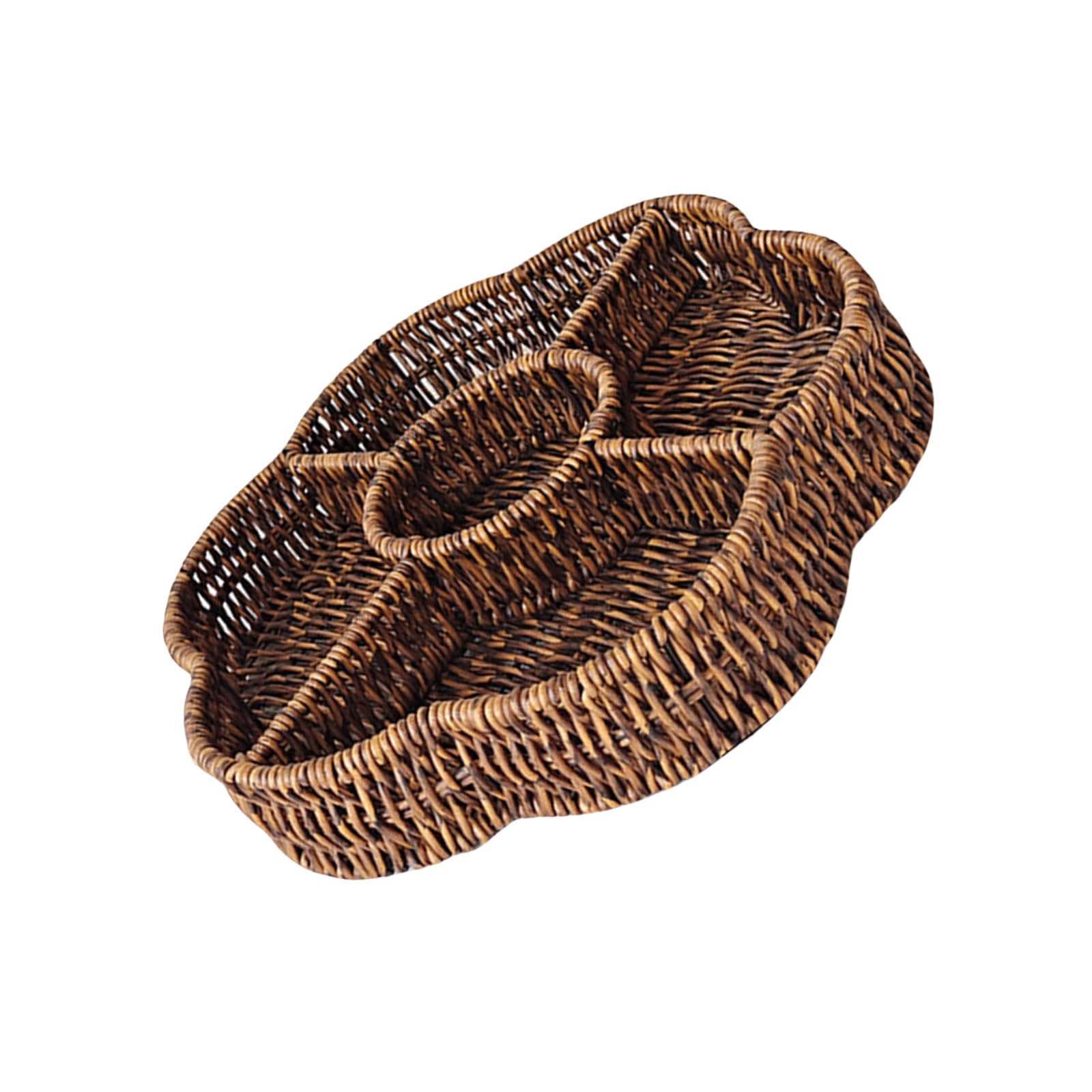 hogtnd Elegant Fruit Serving Baskets, Artificial Rattan Fruit Tray, Bread Baskets for Kitchen and Restaurant, Restaurant Display Tray