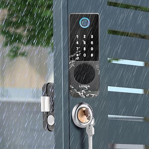 Miniatura 4 de Cerradura de puerta inteligente 5 en 1 toque de huellas dactilares, aplicación Tuya remota, teclado PIN, tarjeta IC y llave  Cerradura de puerta de