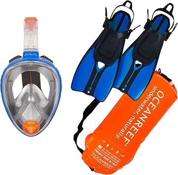 OCEAN REEF - Aria Classic Full Face Snorkeling Mask & Duo II Travel Fins