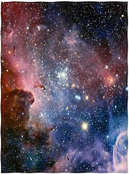 Space Throw Blanket, Galaxy Universe Star Fleece Blanket for Sofa Couch Chairs, 60 x 50 Inch, Colorful