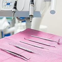 Vista 4 de Baberos dentales desechables rosados, 125 piezas, toalla Polyback de 3 capas, impermeables, baberos para pacientes, servilletas de dentista, hojas