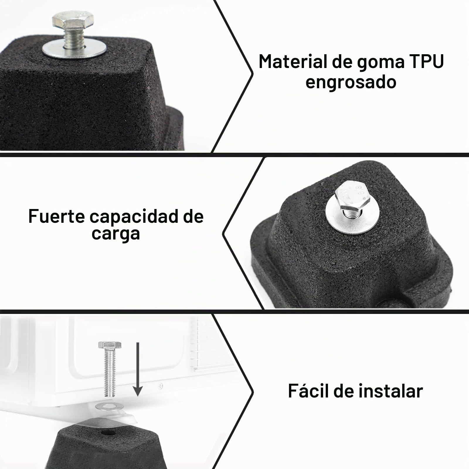 4 piezas de zócalos de goma amortiguadores para unidad exterior de aire acondicionado y bomba de calor, patas antideslizantes antivibración, amortiguadores de vibración y oscilación