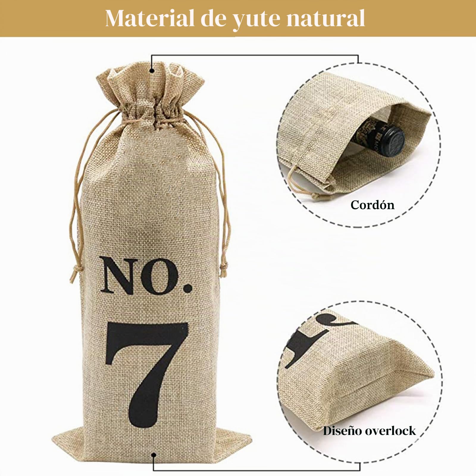 10 Bolsas de Yute para Botellas de Vino Numeradas 1-10, Bolsas de Regalo con Cordón para Cata a Ciegas, Bodas, Navidad, Cumpleaños y Fiestas, 36 x 16 cm
