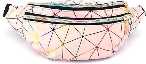 Miniatura 6 de 2 piezas holográficas negro oro azul rosa brillante plata púrpura Fanny Pack para mujeres gran linda cintura riñonera riñonera bolsa brillante para