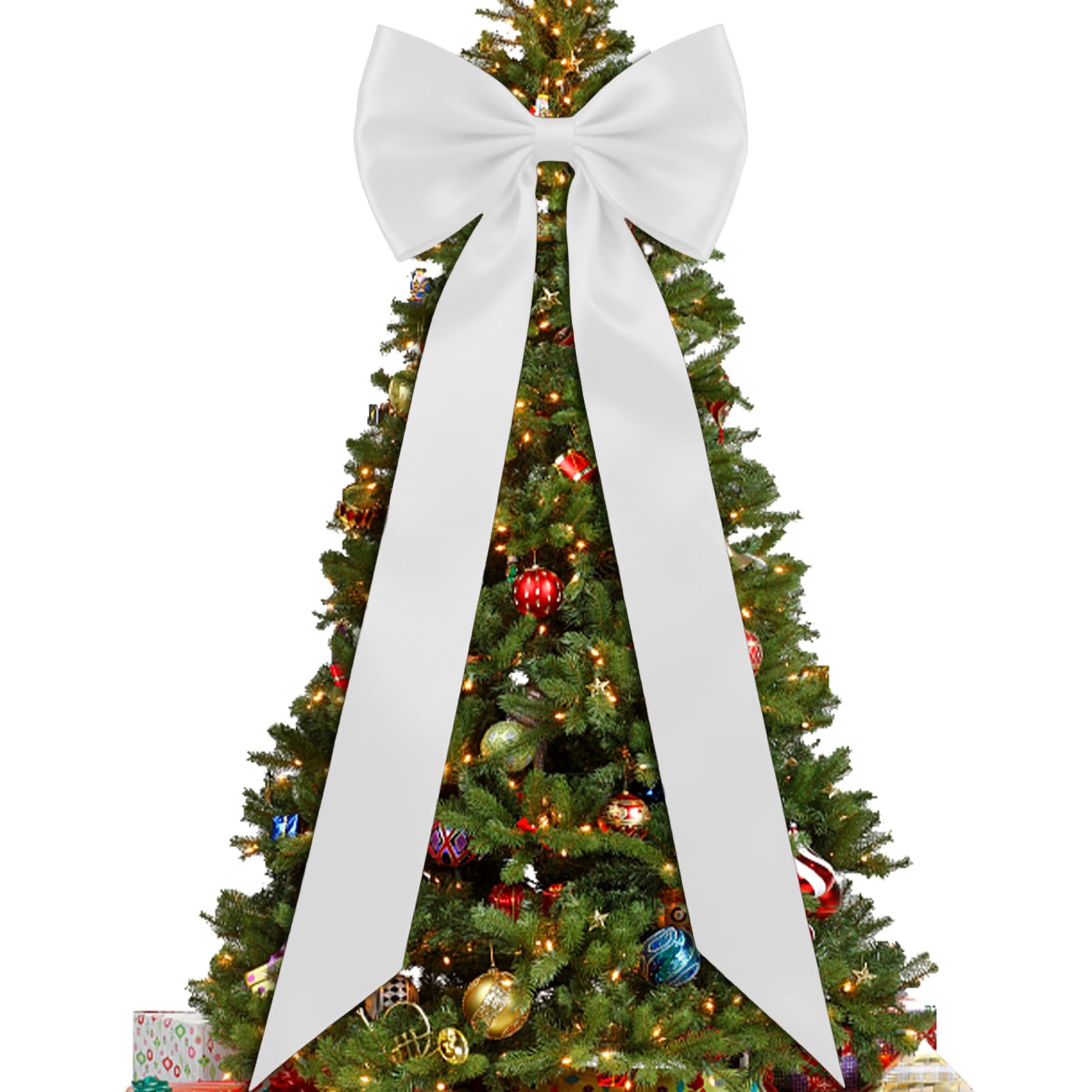 Decoraciones con lazos navideños de satén de 190 cm para adornos de casa