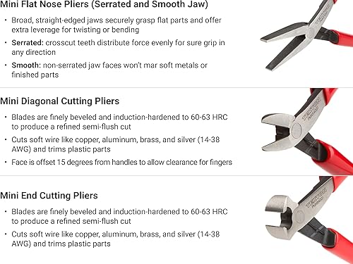 Miniatura 24 de TEKTON Juego de alicates pequeños, 6 piezas (punta de aguja, nariz larga, nariz plana, corte) PMN99906