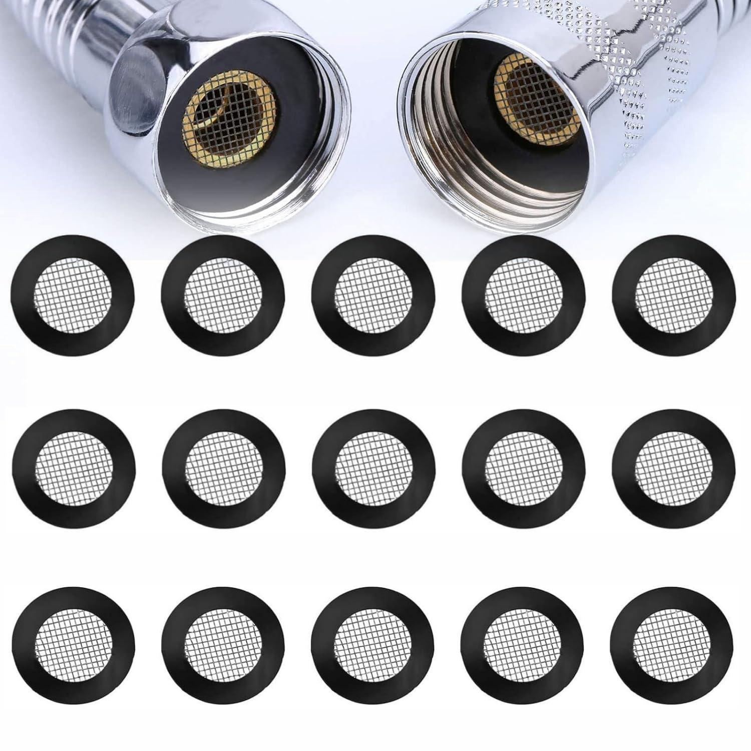 Lot De 30 Joints Filtrants Pour Robinet Et Lave-linge - 2 Tailles (19mm Et 24mm), Acier Inoxydable Et Caoutchouc Noir
