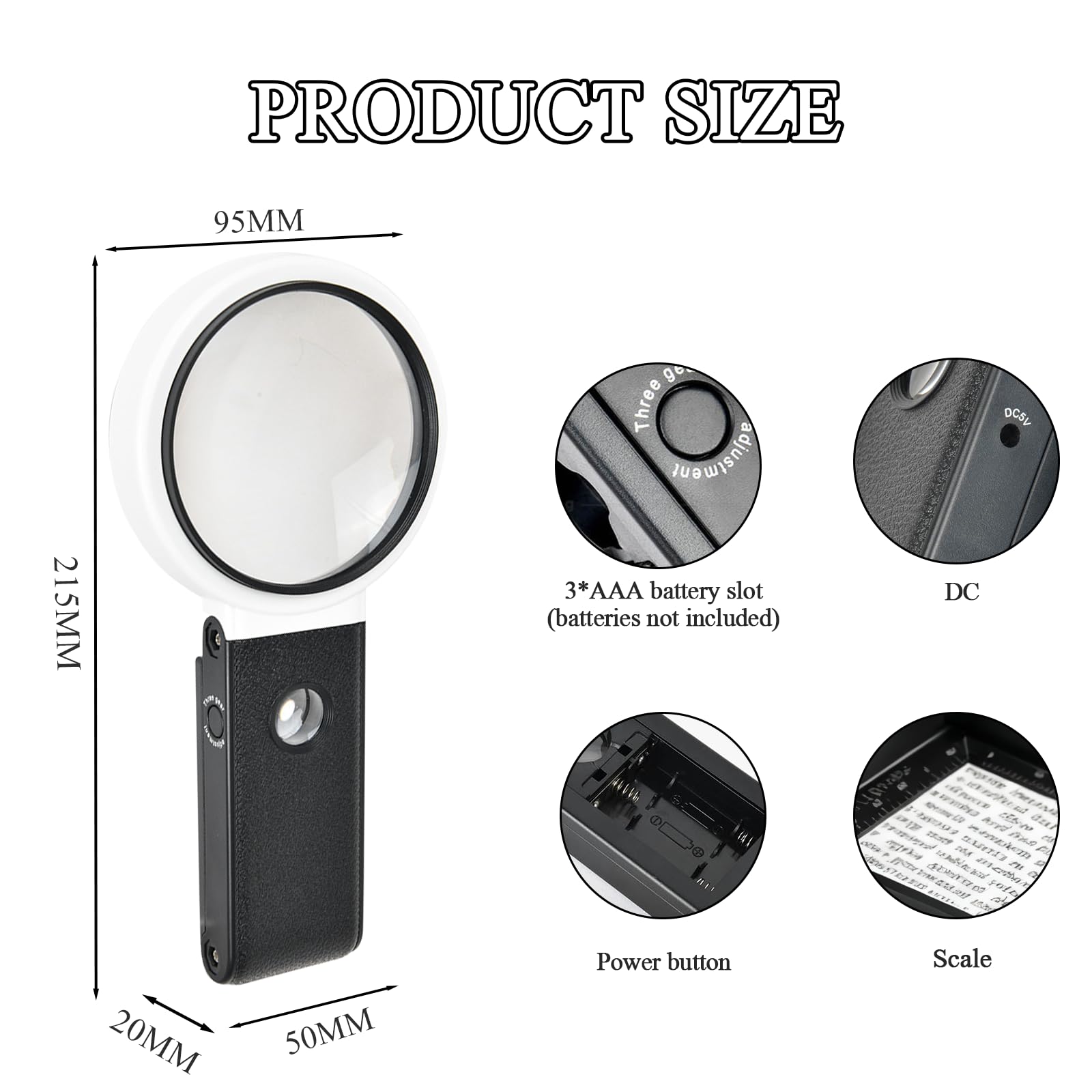 Lupa con Luz LED para Manualidades, 6X 25x Lupas De Gran Aumento, Lupas De Gran Aumento con 30 Luces LED, Lupa Manos Libres con Soporte, Plegable para Leer Libros, Soldadura, Inspección