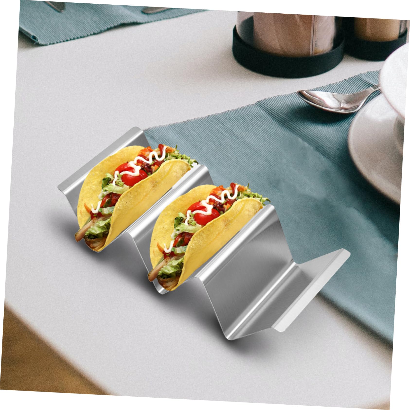Soporte para Tacos Acero Inoxidable Asa 4 Piezas de 3 Ranuras
