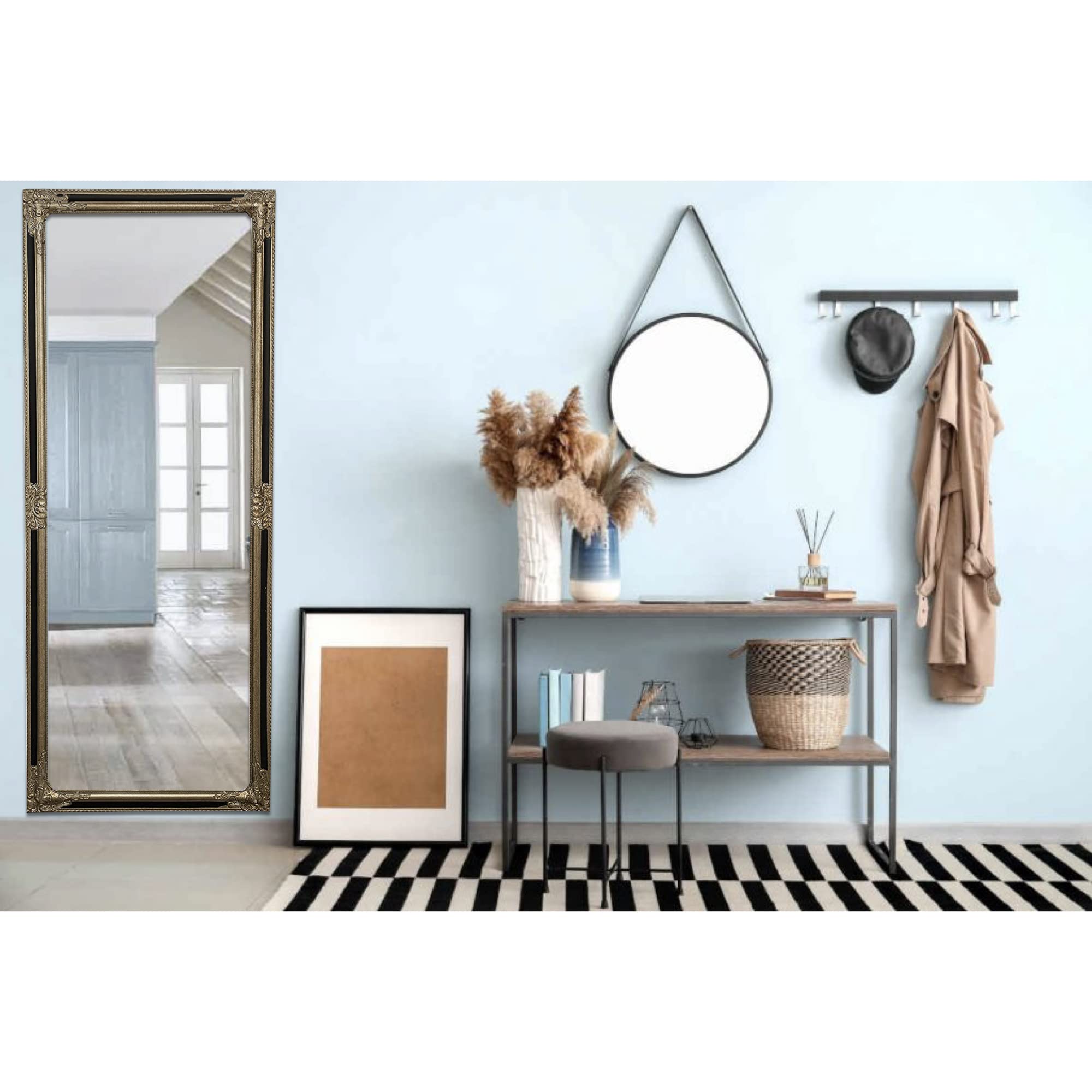 Biscottini Grand Miroir Mural XXL 180x3x60 Cm - Grand Miroir Chambre Adulte - Grand Miroir Sur Pied - Miroir Grand Decoration Salon - Miroirs Muraux Vintage - Miroir Salon - Miroir Blanc