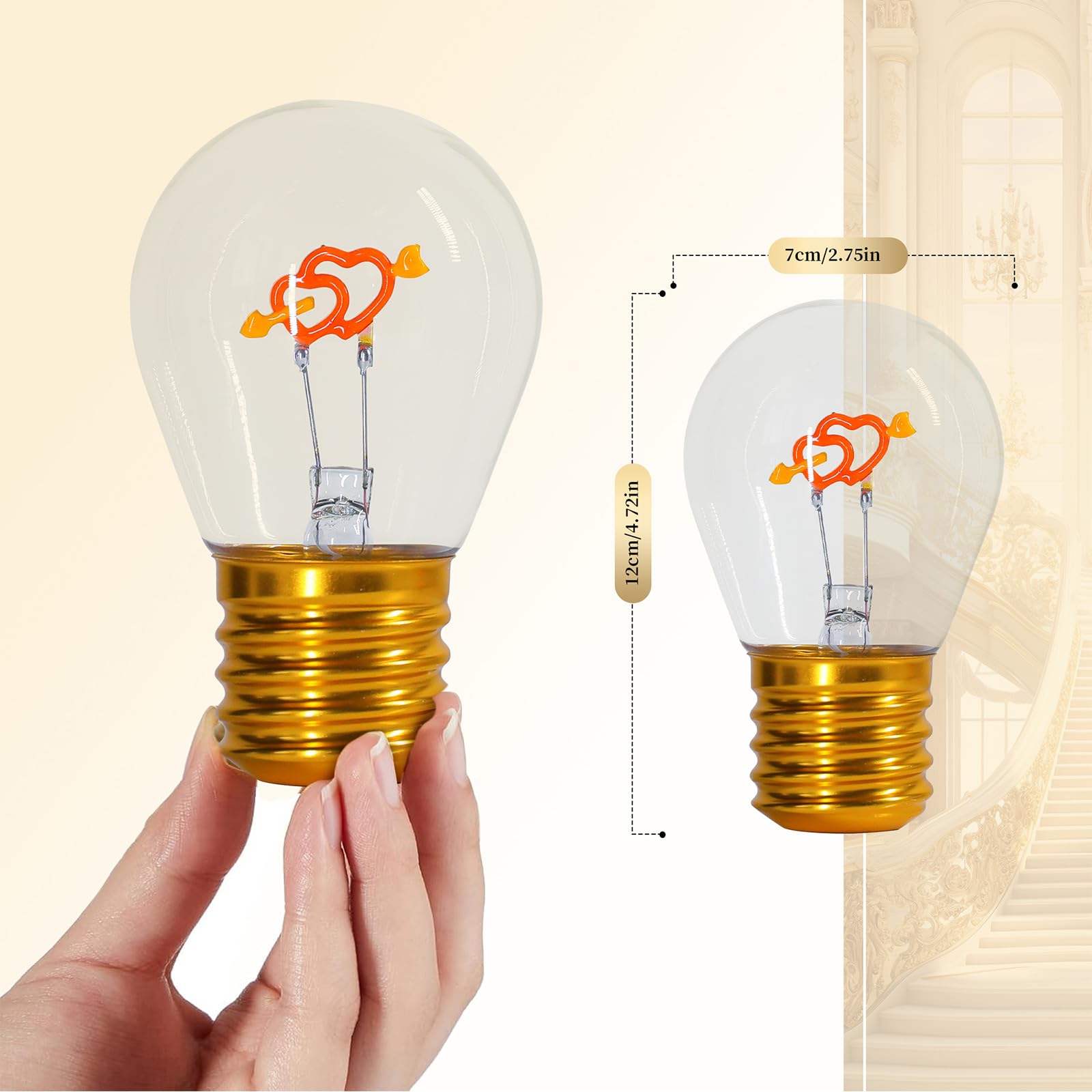 ENUOLI Edison Light Bulb with Heart Motif,Creative LED Rechargeable Lights Bulb for Bedroom Funny Decoration,Wireless Lights Fiction,Fashion Atmosphere Lamps,Rechargeable Lamp Bulbs (Cupid's Arrow) - Image 4