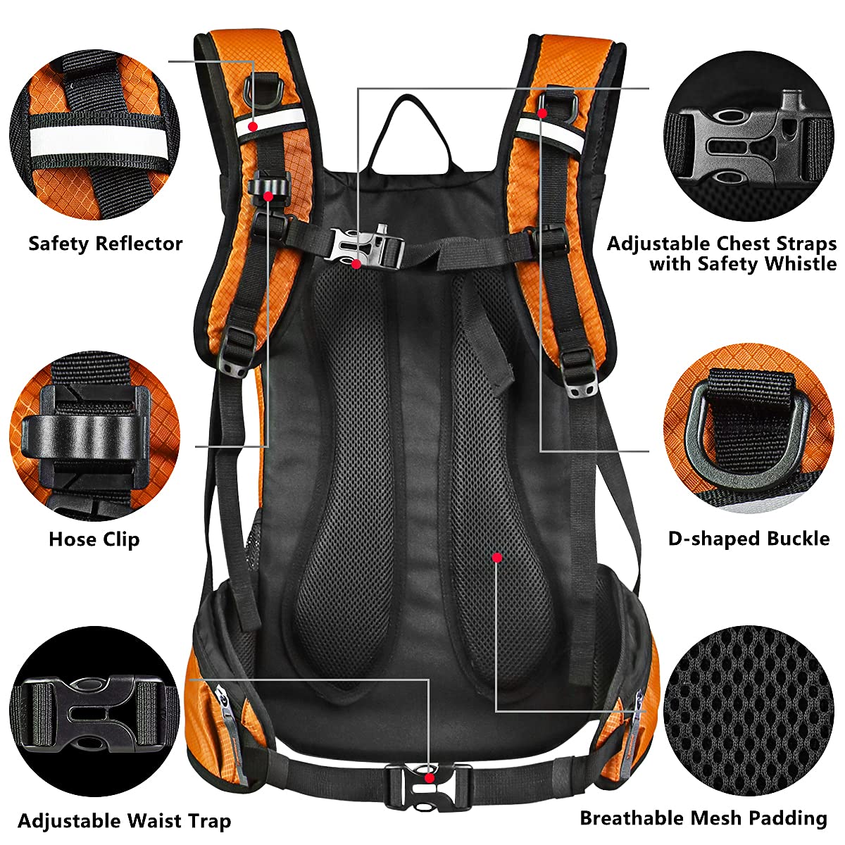 20L Mochila de Hidratación, Mochila con Bolsa de Agua 2L, Mochilas Trail Running para Correr, Ciclismo, Camping, Bicicleta Senderismo, Mochila con Sistema de Hidratación para hombresy Mujeres