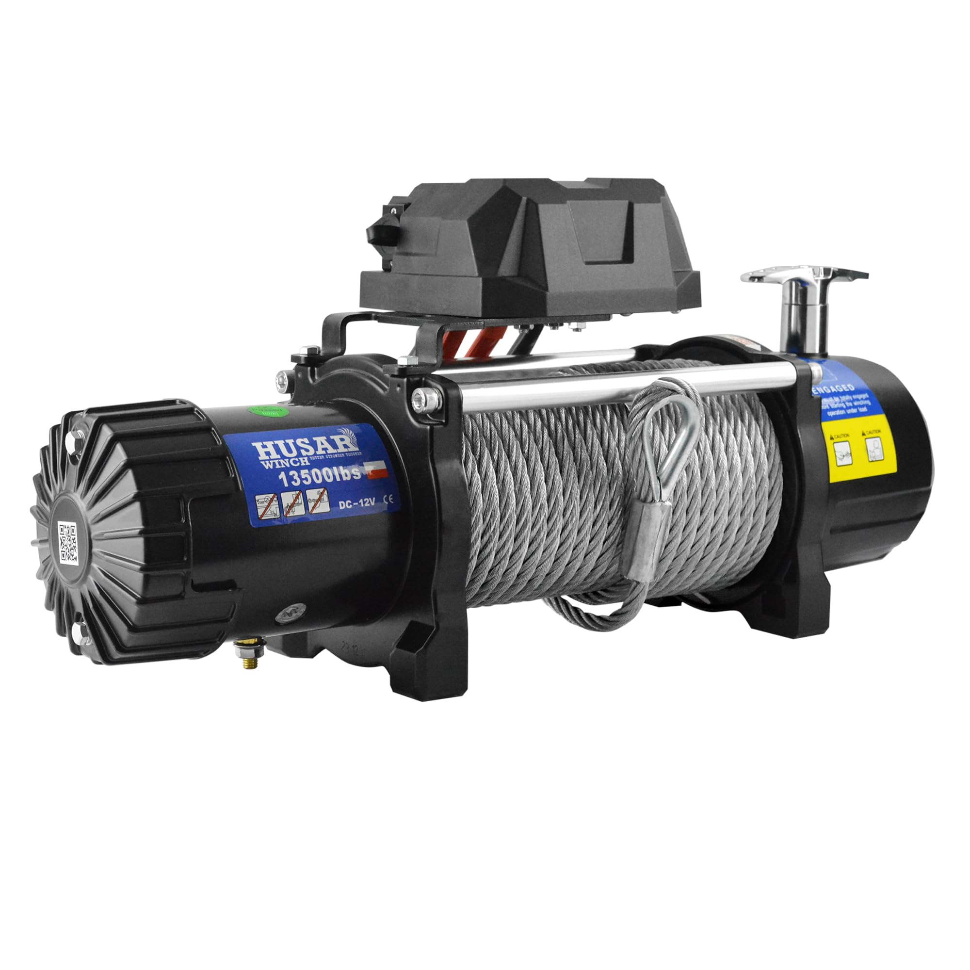 Cabrestante Eléctrico de 13500 lbs | 6124 kg, 12 V, Con Cuerda de Acero De 22 m, Control Inalámbrico, Transmisión Planetaria De 3 Etapas, Ideal Para Vehículos Todoterreno, Vehículos 4x4