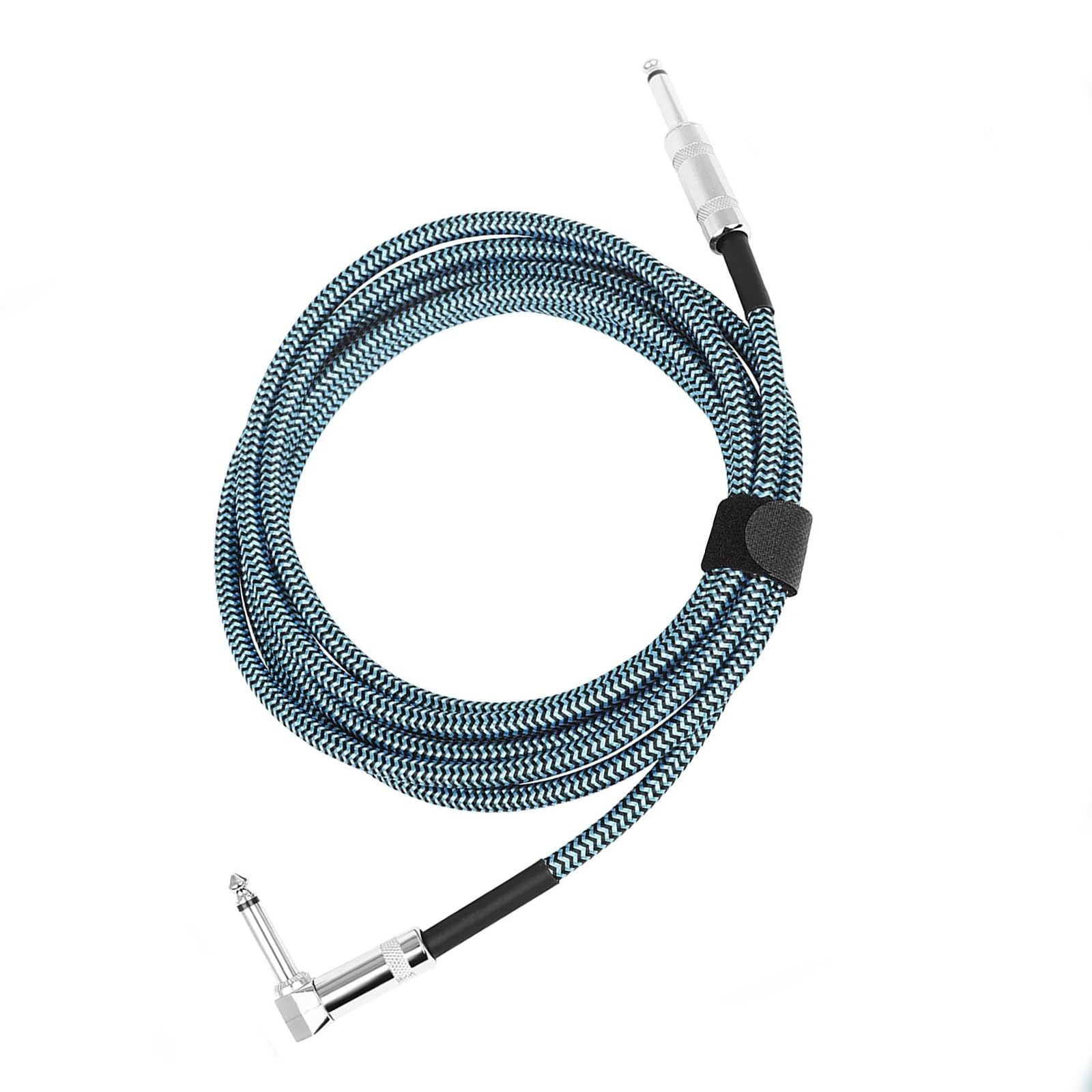 Pleciony Kabel Do Gitar I Basów 6,35 Mm Z Redukcją Szumów Czarno Niebieski Kable Gitarowe O Niskim Poziomie Szumów