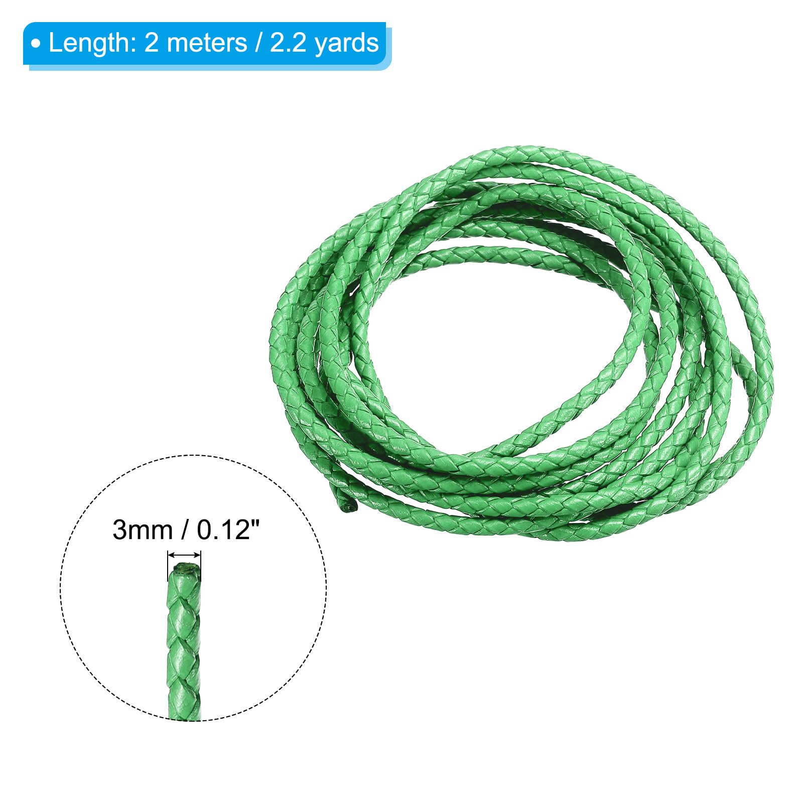 PATIKIL Round Braided Leather Cord - Image 2