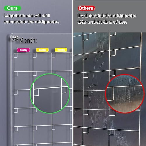 Miniatura 4 de Calendario acrílico magnético para refrigerador, pizarra magnética de borrado en seco acrílico antiarañazos para refrigerador, calendario magnético