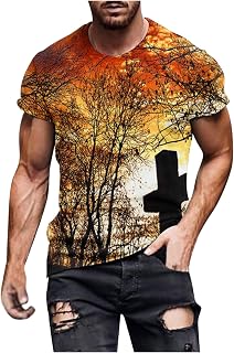 Men's Fashion Jesus Cross 3D Print T-Shirt Short Sleeve Funny Graphic Tees Tops Christian Religious Bible T-Shirts