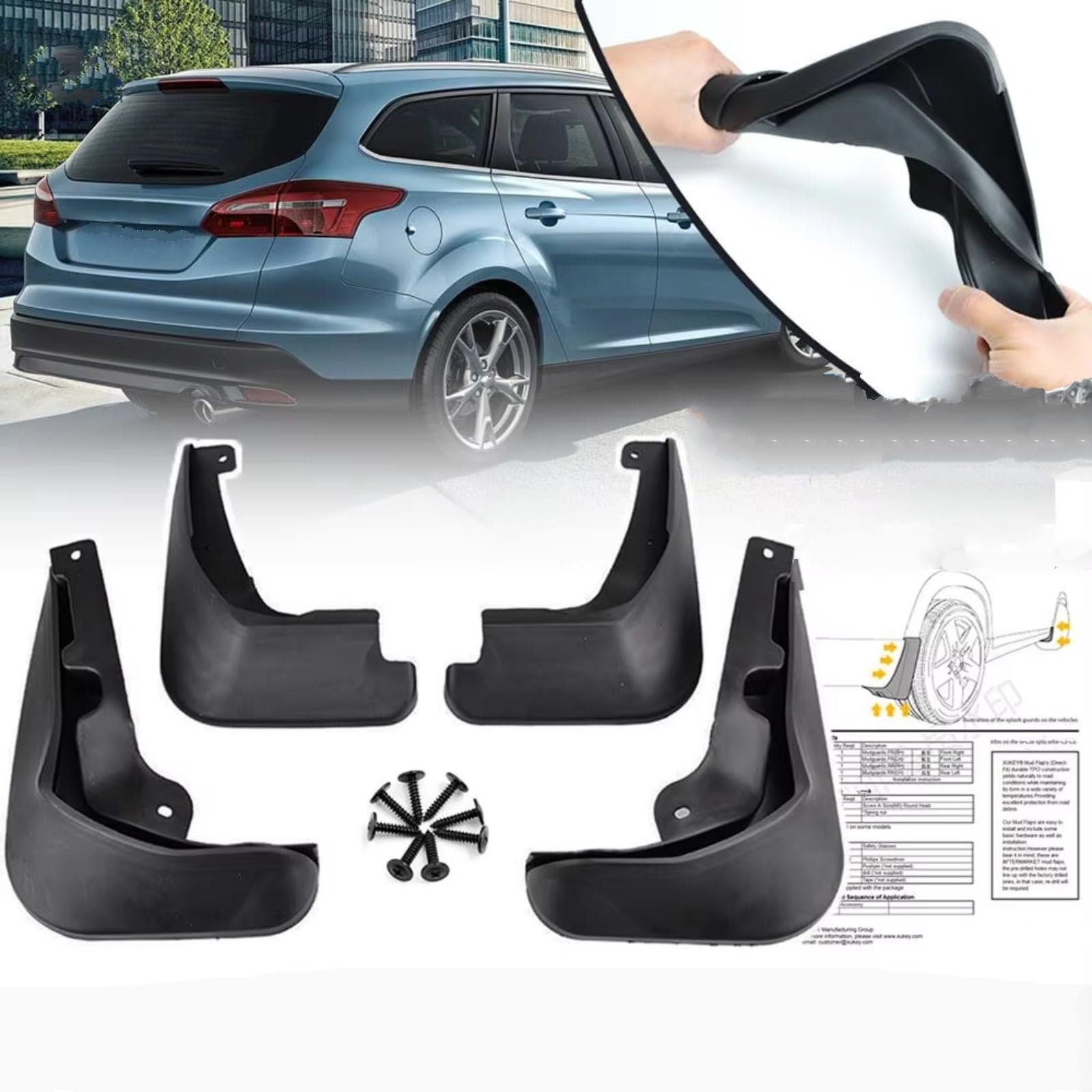 Für Ford Für Focus Für MK3 3 5dr Estate Kombi 2011-2019 Spritzschutz Vorne Hinten 2012 2013 2014-2018 2019 4x Schmutzfänger Kotflügel Set
