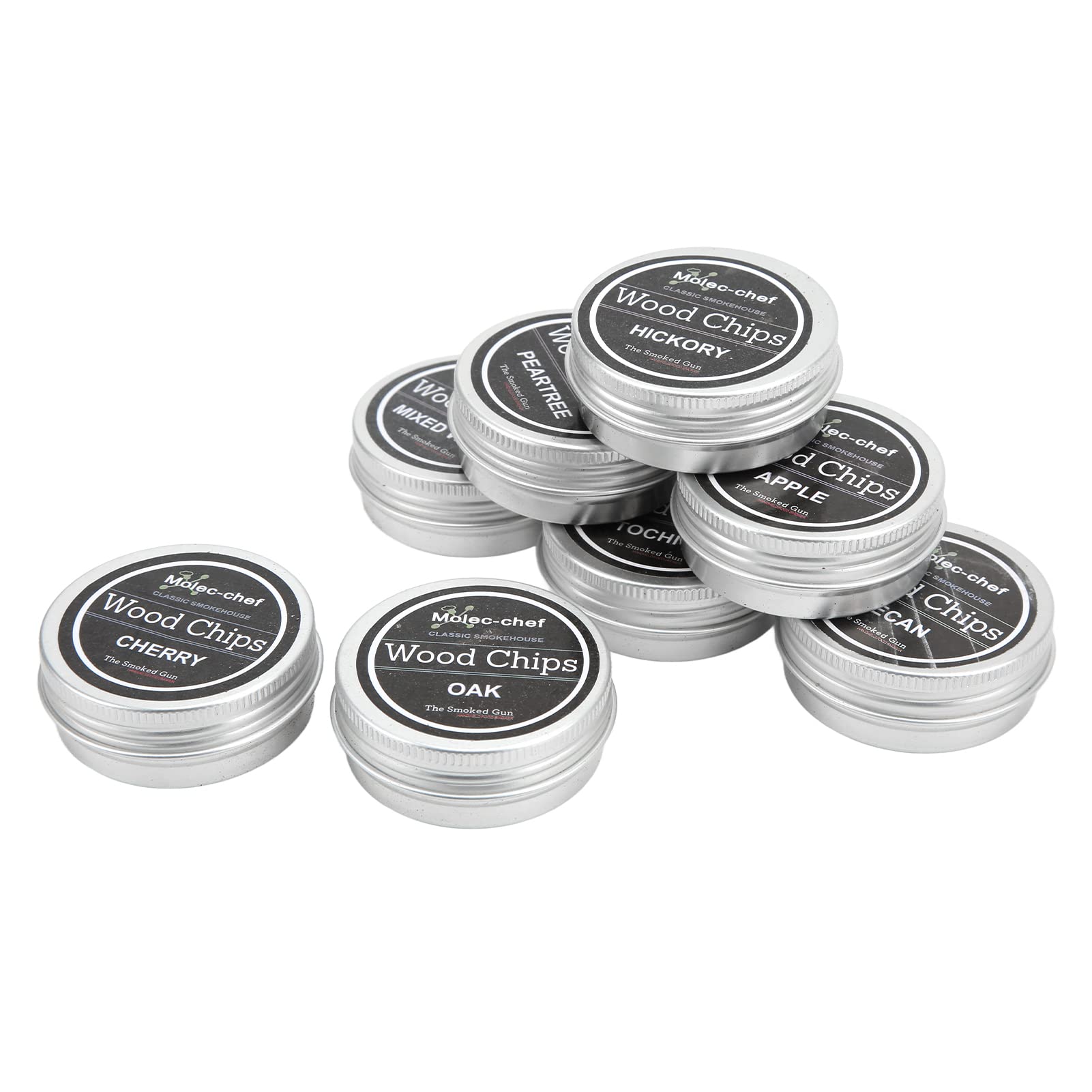 Akozon Kit de 8 copeaux de bois à whisky pour fumoir pour boissons fumées, copeaux de bois fumé, copeaux de bois fumé, copeaux de fumage à whisky, kit de fumoir à cocktail artisanal