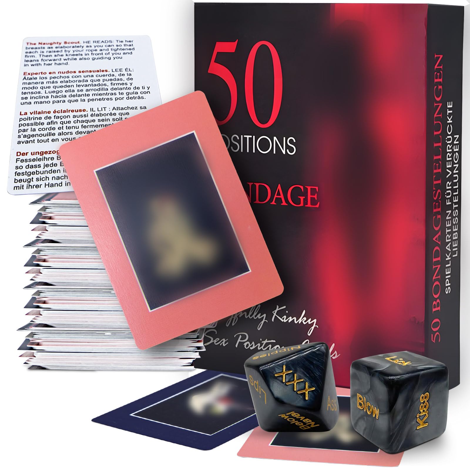 LuxoCare Couples Dating Night Dice Game - 50 Cards, 2 Love Dice for Romantic Dates, Bedroom Play, Naughty Game Suprises for Couples