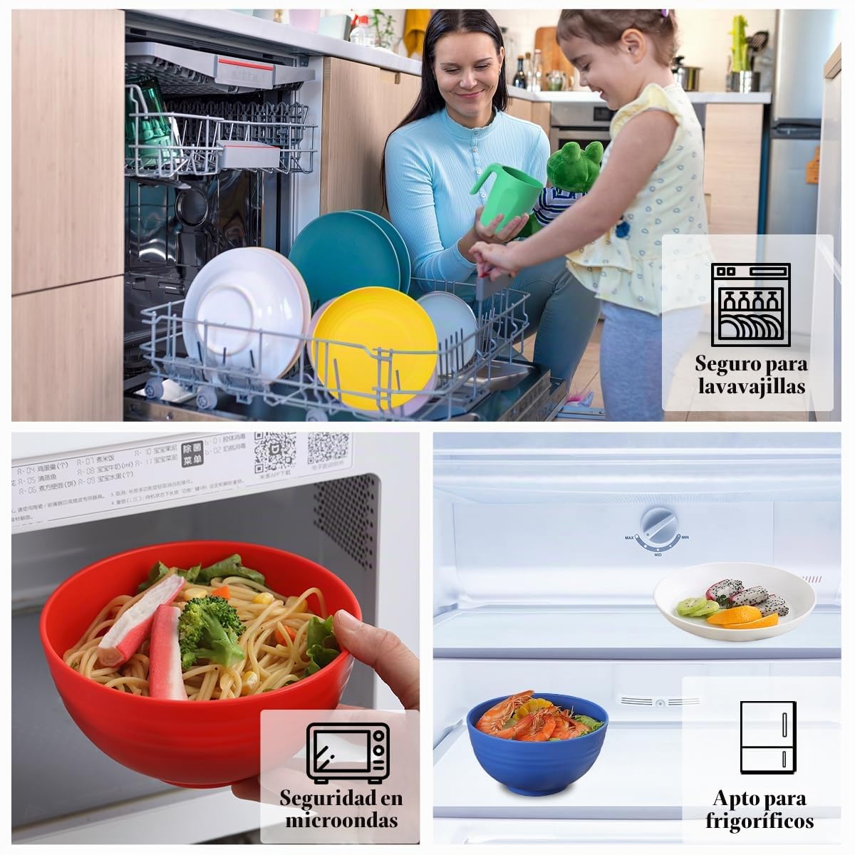 Berglander vajilla de plástico Servicio de 24 piezas para 6, juegos de platos y tazones reutilizables incluye platos de cena, plato de postre, tazones de cereales, tazas para el hogar, jardín, picnic
