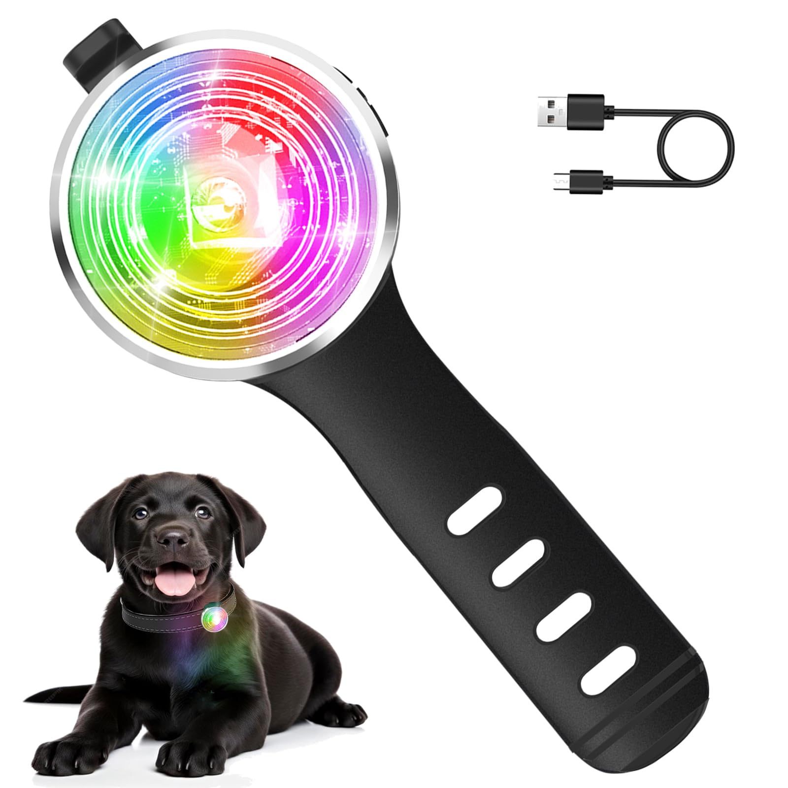 Tubasion Dog Light for Night Walking Upgraded 8 Modes Rechargeable Dog Collar Lights for Nighttime Clip On IP66 Waterproof and Silicone Band Safety Light for Pet Collars(1-Pack)