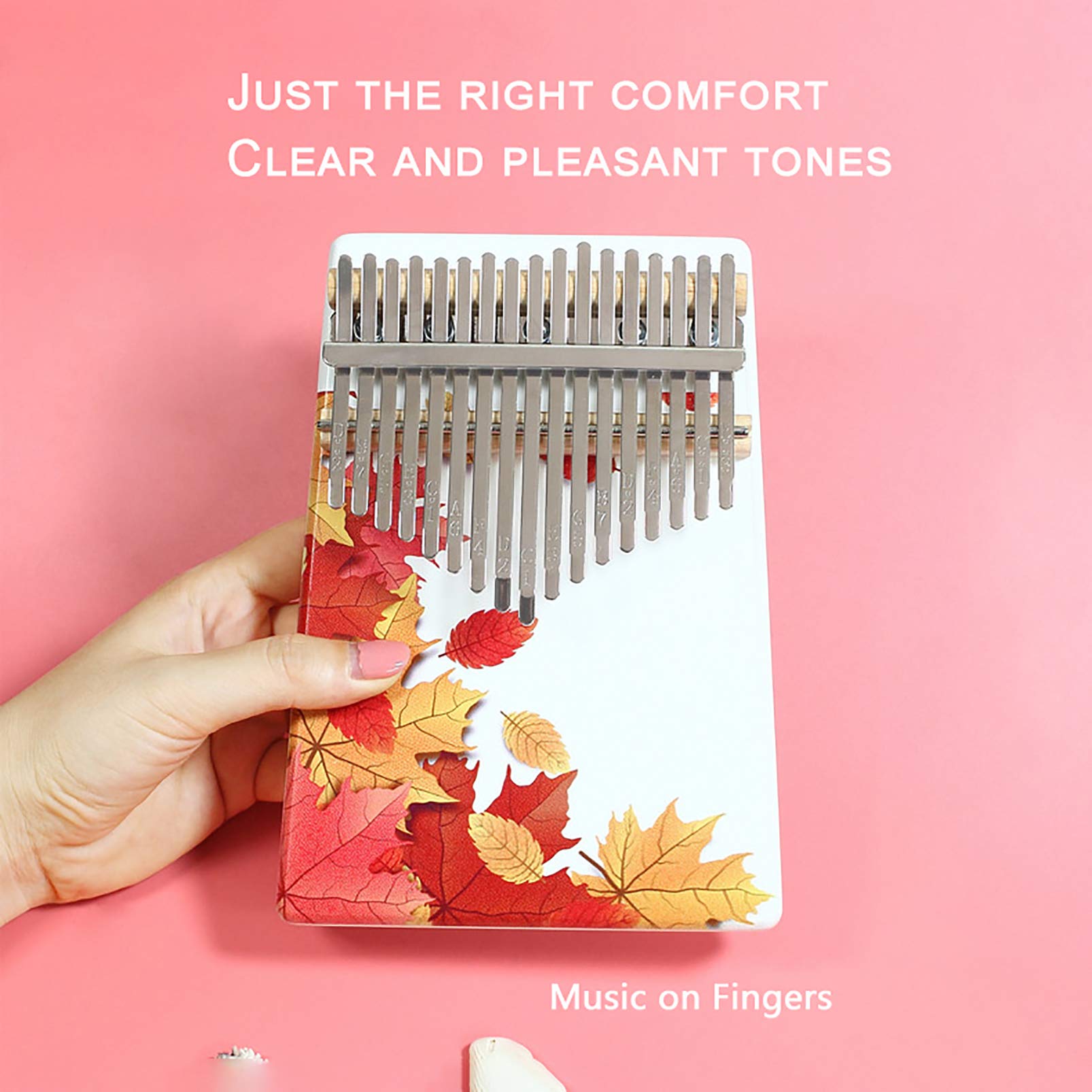 Kalimba 17 Clés Acajou Naturel Jaune - Piano à Pouce Avec Accessoires Et Sac