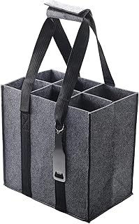 Sac à Bouteilles pour 6 Bouteilles - Sac à Vin avec Poignée et avec apribottiglie inclus - Sac de Rangement Réutilisable Porte Bouteille pour 1,5 L de Vin et Champagne (27 x 18 x 27 cm, Gris)