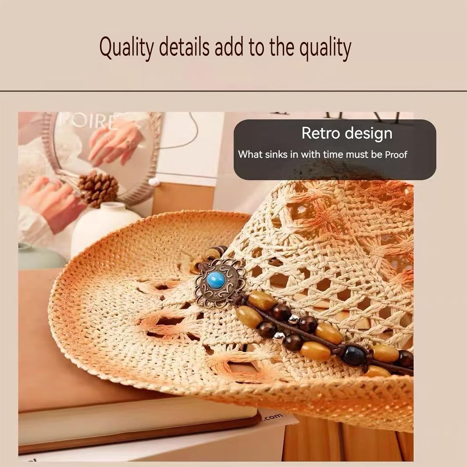 Straw Cowboy Hat for Men & Women - UV Protection, Adjustable, Lightweight, All-Season Western Hat with Removable Band