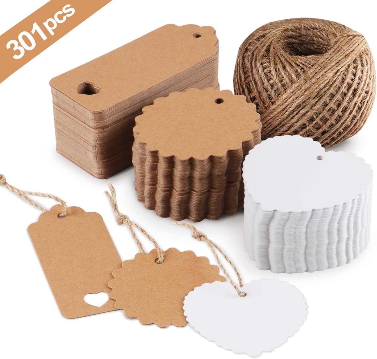 100 Stück Geschenk-Anhänger Aus Kraftpapier - Blanko-Etiketten Mit Juteschnur Zum Beschriften