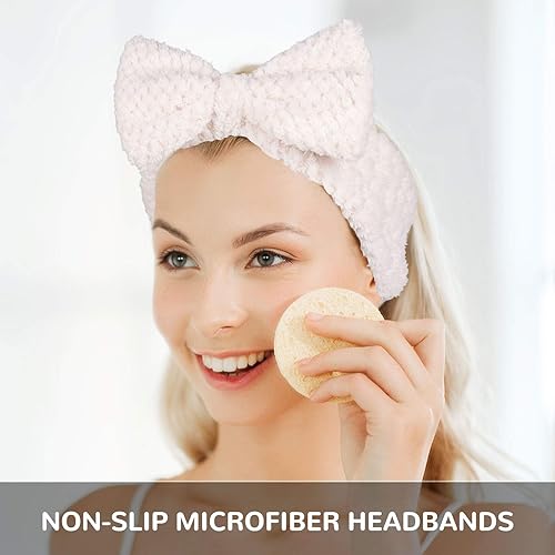 Miniatura 3 de Whaline Paquete de 6 diademas de spa con diseño de pelerina, diadema elástica para yoga, maquillaje, diadema suave y esponjosa, banda para el