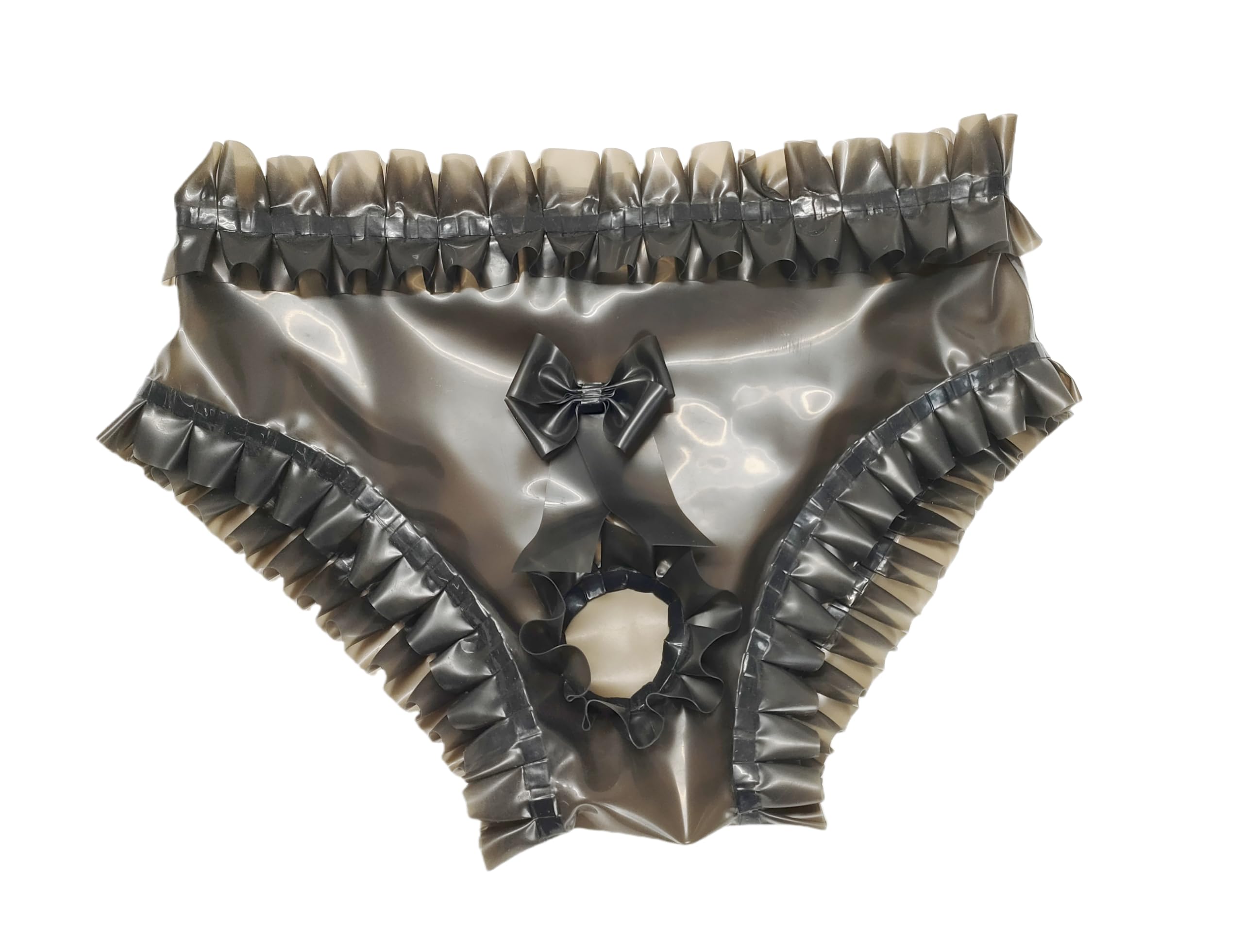 Natur Latex Unterwäsche mit Rüschen und Schleife Bondage Shorts Fetisch Cosplay Slip Pants Briefs Sex Spielzeug