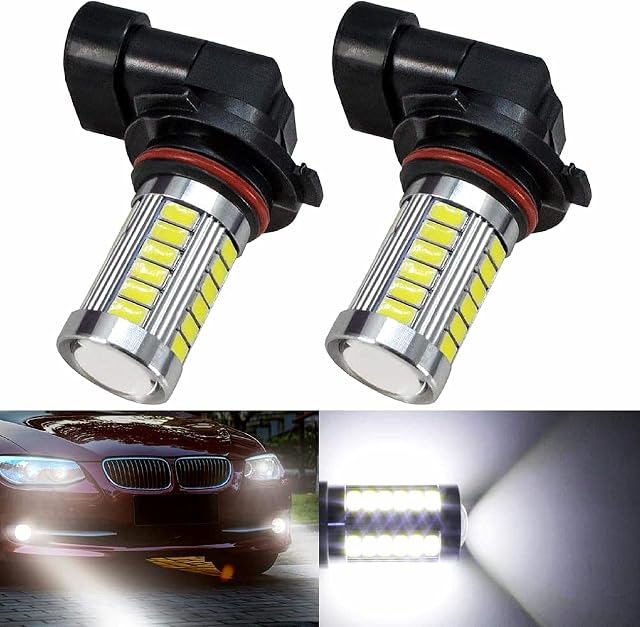 9006 Fog Light, 9006 Fog Light Bulb, 12V HB4 6000K White 33 SMD DRL 5730 LED Replacement Driving Lights 1800 Lumens Super Bright(Pack of 2)