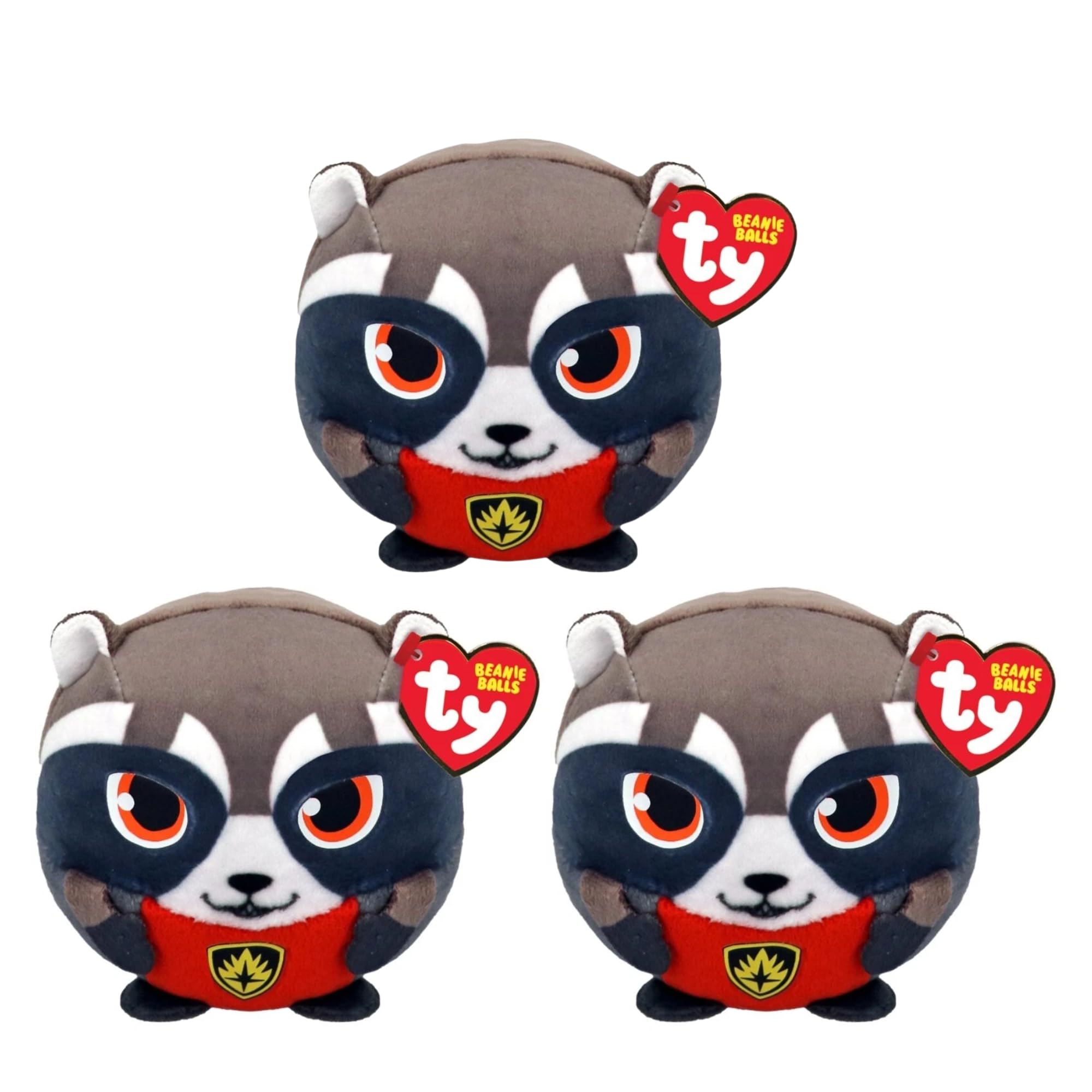 TY Marvel Super Soft Gift Quality Plush Squishy Beanies - (3" 8cm Puffies Rocket Raccoon 3 Pack)