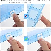 Vista 5 de OriGlam 1 caja organizadora de plástico de 6.7 x 3.9 in con divisores ajustables, caja de almacenamiento de joyas para suministros de oficina, Azul