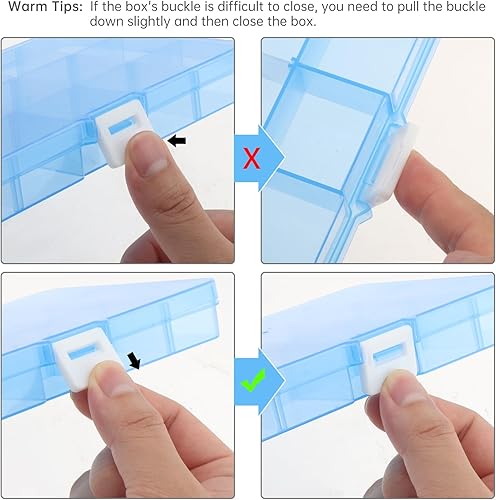 Miniatura 5 de OriGlam 1 caja organizadora de plástico de 6.7 x 3.9 in con divisores ajustables, caja de almacenamiento de joyas para suministros de oficina,