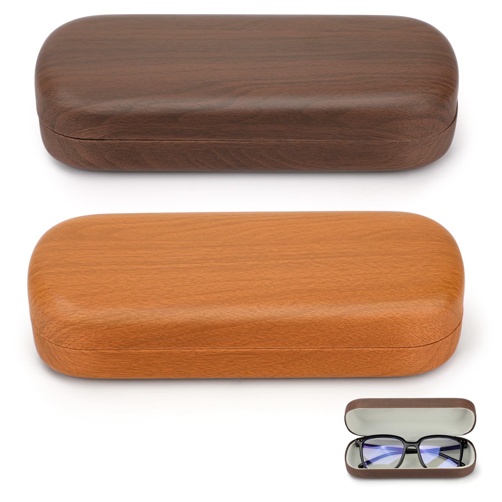 Hifot 2 Piezas Funda Gafas Rigida, Estuche Gafas de Sol Funda Gafas de Sol, Portátil Estuche Gafas Rigido, Viajes Funda de Gafas Rigida Fundas para Gafas para Hombre Mujer Niños
