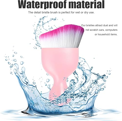 Miniatura 4 de Kewucn Cepillos para detalles de automóvil, cepillo de limpieza de diseño curvo automático con tapa, limpiador de cerdas suaves para ventilación de