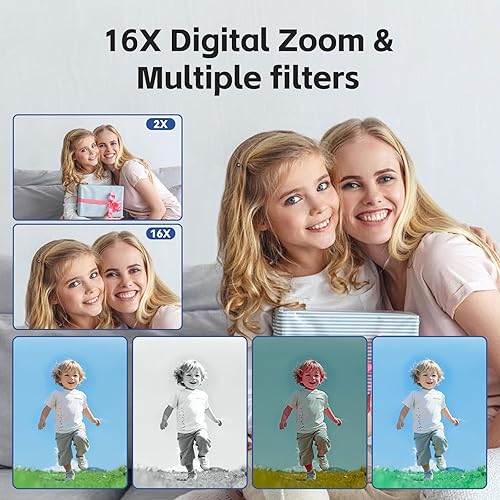 Miniatura 3 de Cámara digital, 56 MP FHD 1080P con zoom digital de 16X y antivibración, pantalla de 2.8 pulgadas, cámara compacta de punto y disparo para niños,