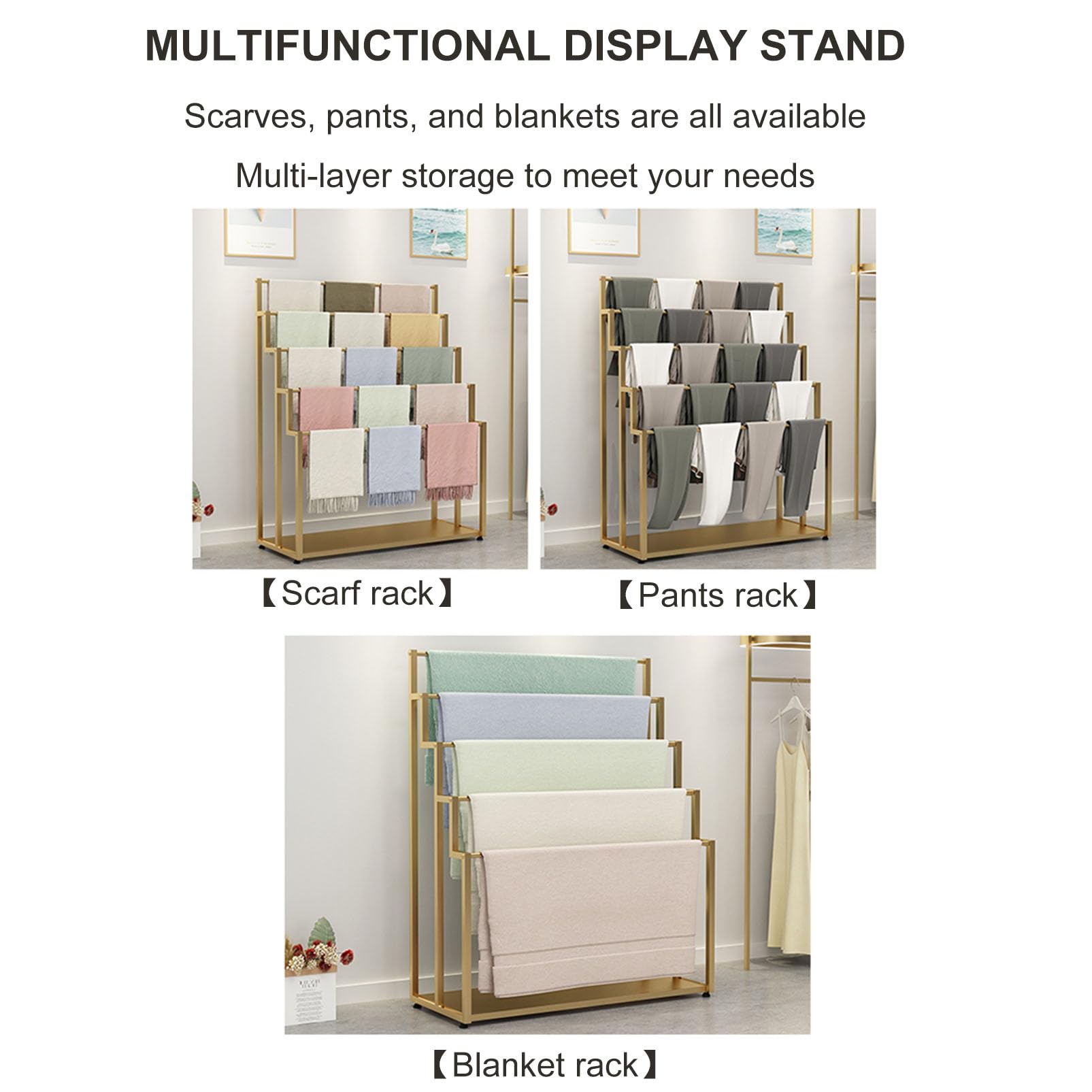 Soporte de metal para bufandas para tienda de ropa y almacenamiento de armario, diseño independiente, ideal para organizar bufandas y accesorios