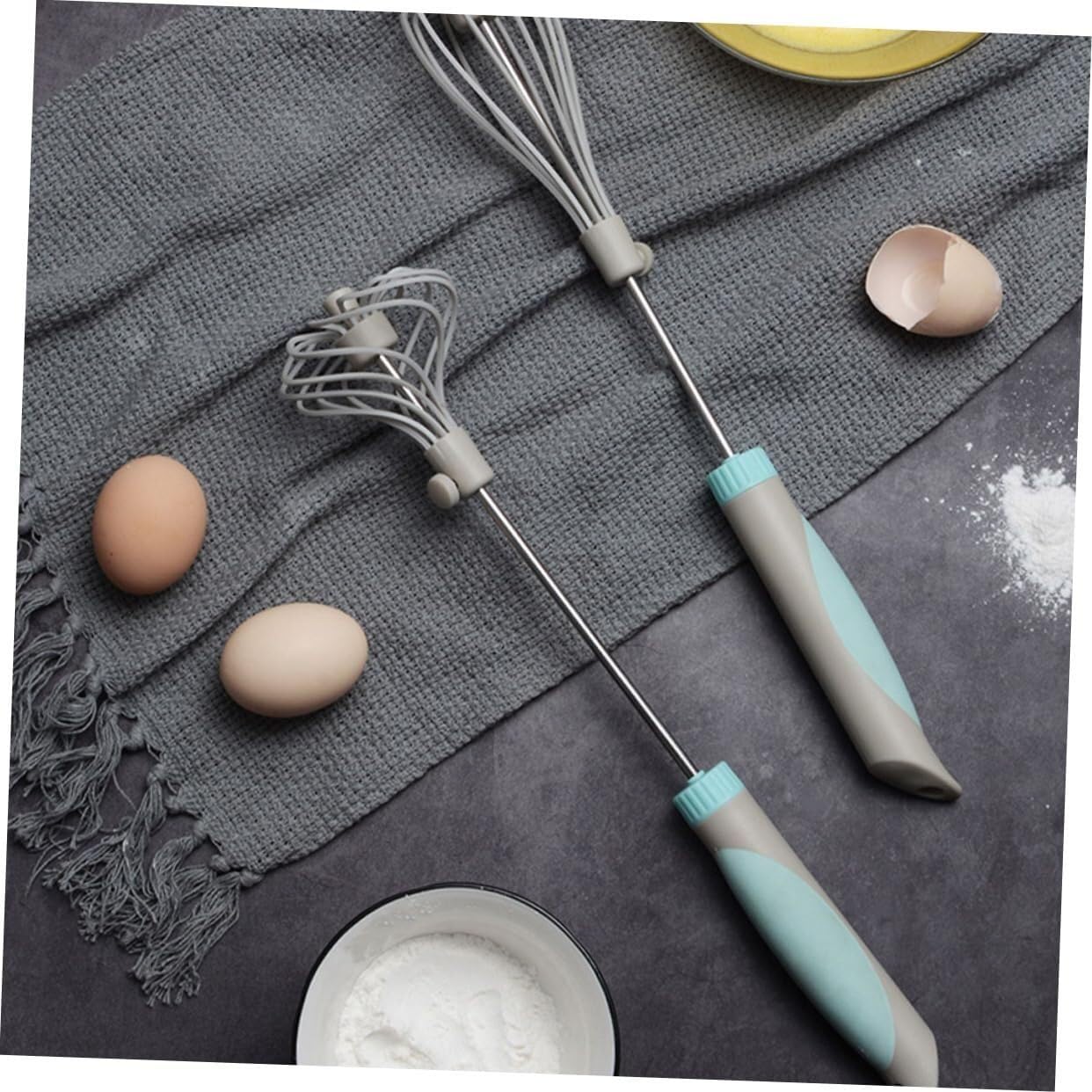 Batidor Varillas Cocina Mezclador De Crema Manual De Harina De Pan, Herramienta Rotativa De Acero Inoxidable, Espumador De Leche Rotativo De Nailon Barillas Batir Batidor De Huevo