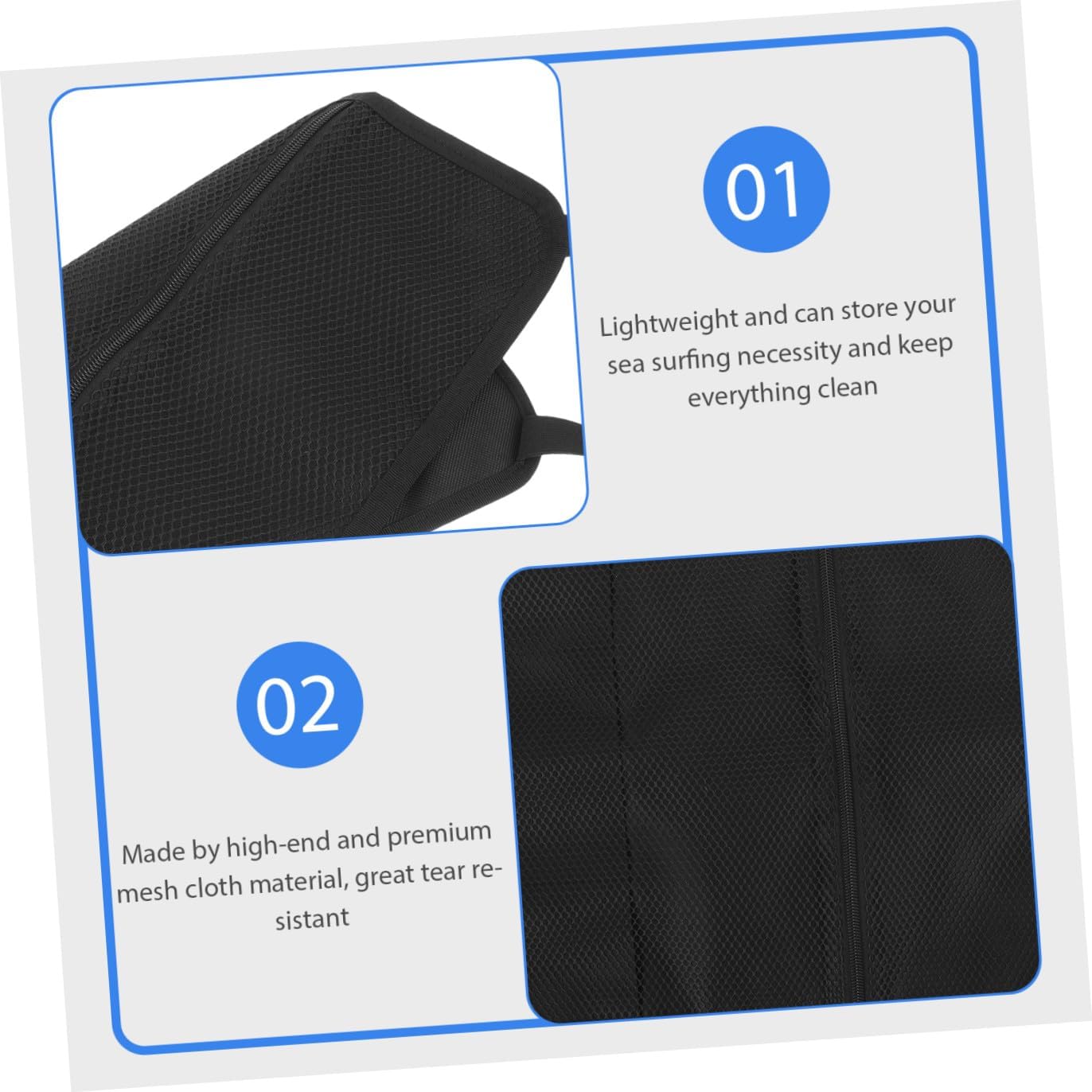 Outanaya Paddleboard Mesh Pouch and Kayak Deck Organizer, Water-resistant Mesh Storage Bag with Zipper, Lightweight Carrying Bag for Stand-up Paddleboarding and Water Sports Gear
