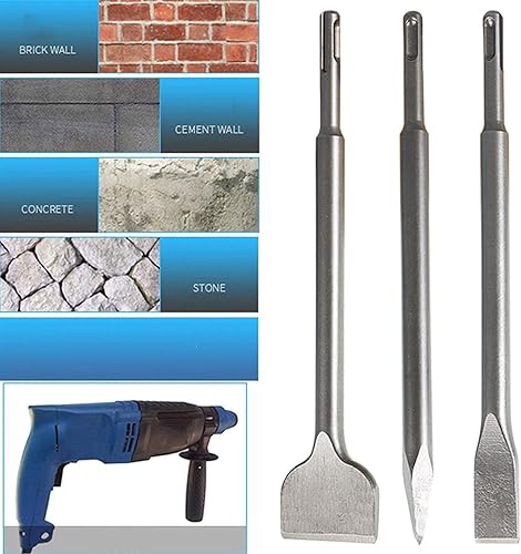 Miniatura 4 de Juego de 6 cinceles SDS Plus, juego de brocas para hormigón de acero 40Cr, juego de cinceles de martillo giratorio, incluye cincel de punta, cincel