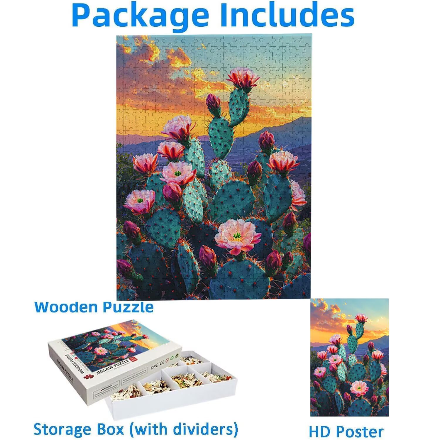 1500 Pezzi di Puzzle, Cactus1500 Pezzi di Puzzle per Adulti, Regalo di Anniversario, Regalo di Natale, Decorazione Della Casa, Prevenzione Della Degenerazione Cerebrale Negli Anziani v-859