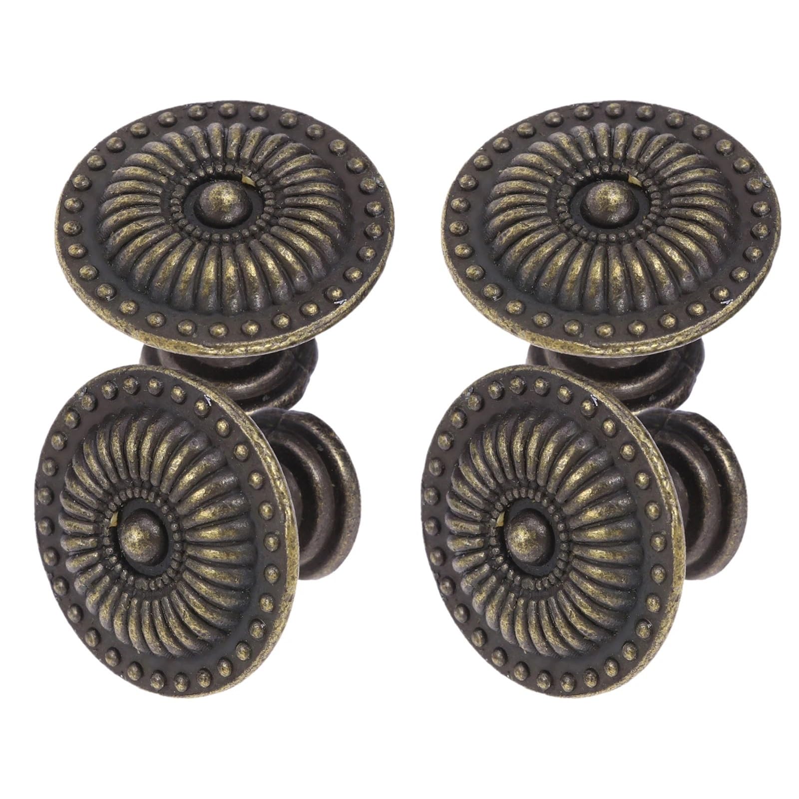 LSNNMU 4pcs Bronze Cabinet Knob 24Mm Round Retro Drawer Pull Handle for Wardrobe Cupboard Furniture Zinc Alloy Floral Design for Cupboard