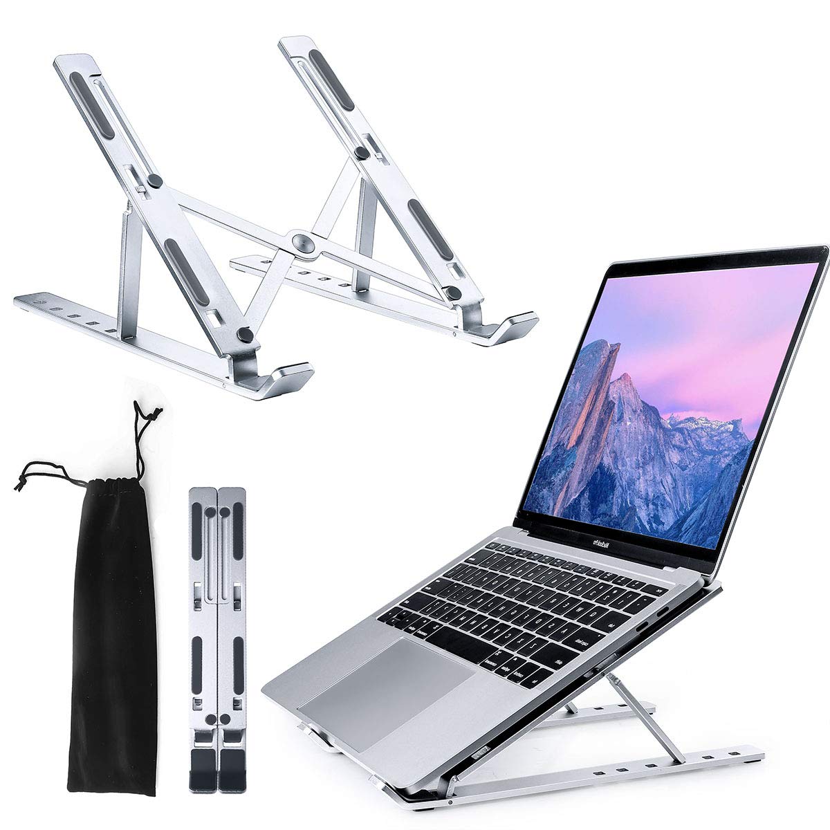 BuFan Laptop Stand, 10-15.6” Aluminum Ventilated Cooling Stand, Adjustable Computer Holder, Ergonomic Notebook Riser for iPad and Dell HP, Samsung, Lenovo