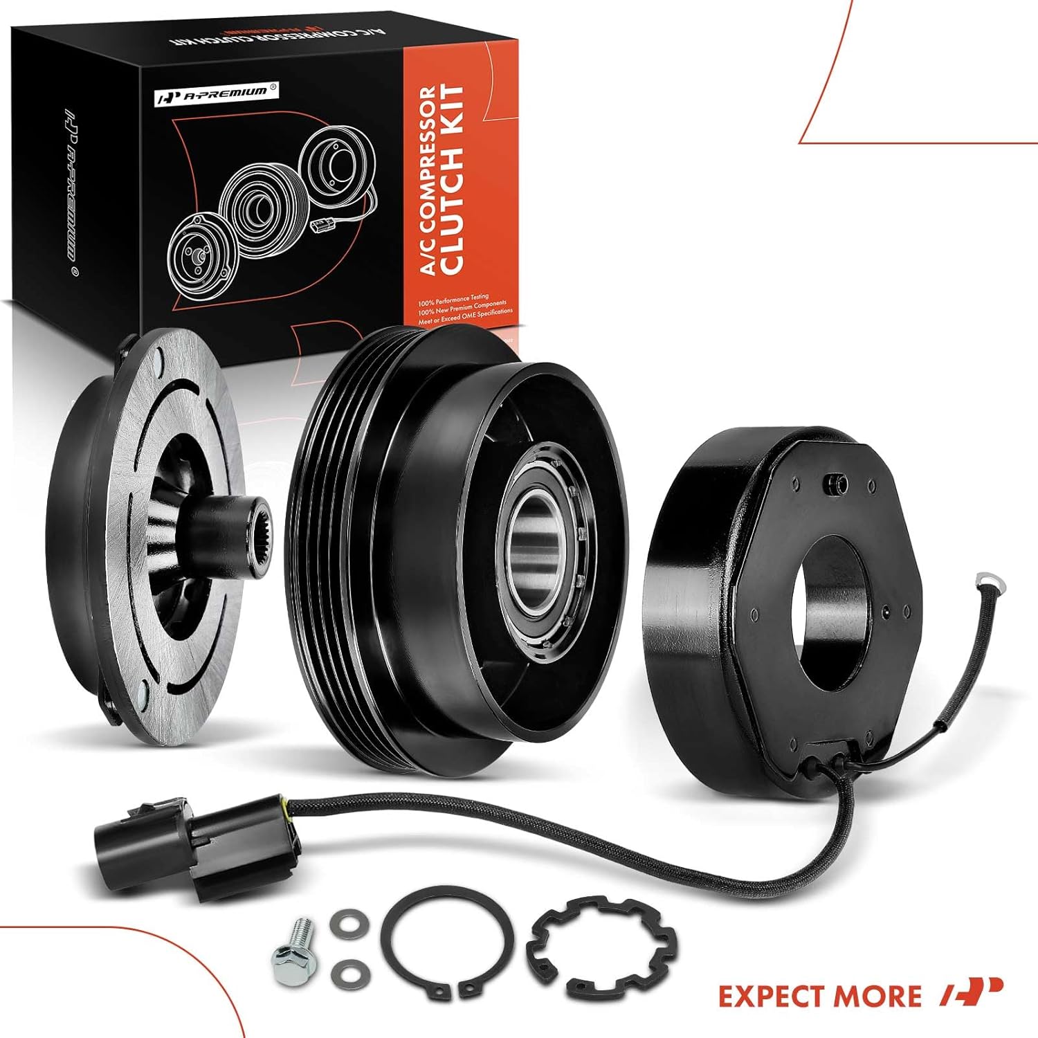 A-Premium Air Conditioner AC Compressor Clutch Kit Compatible with Kia Sportage 2009-2010 & Hyundai Tucson 2008, 2.0L