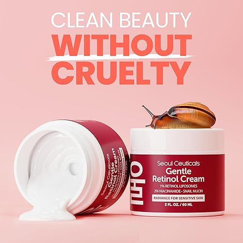 Miniatura 5 de SeoulCeuticals Crema de noche con retinol coreano al 1%, 97.5% de mucina de caracol + 2% de crema hidratante de niacinamida para la cara, belleza